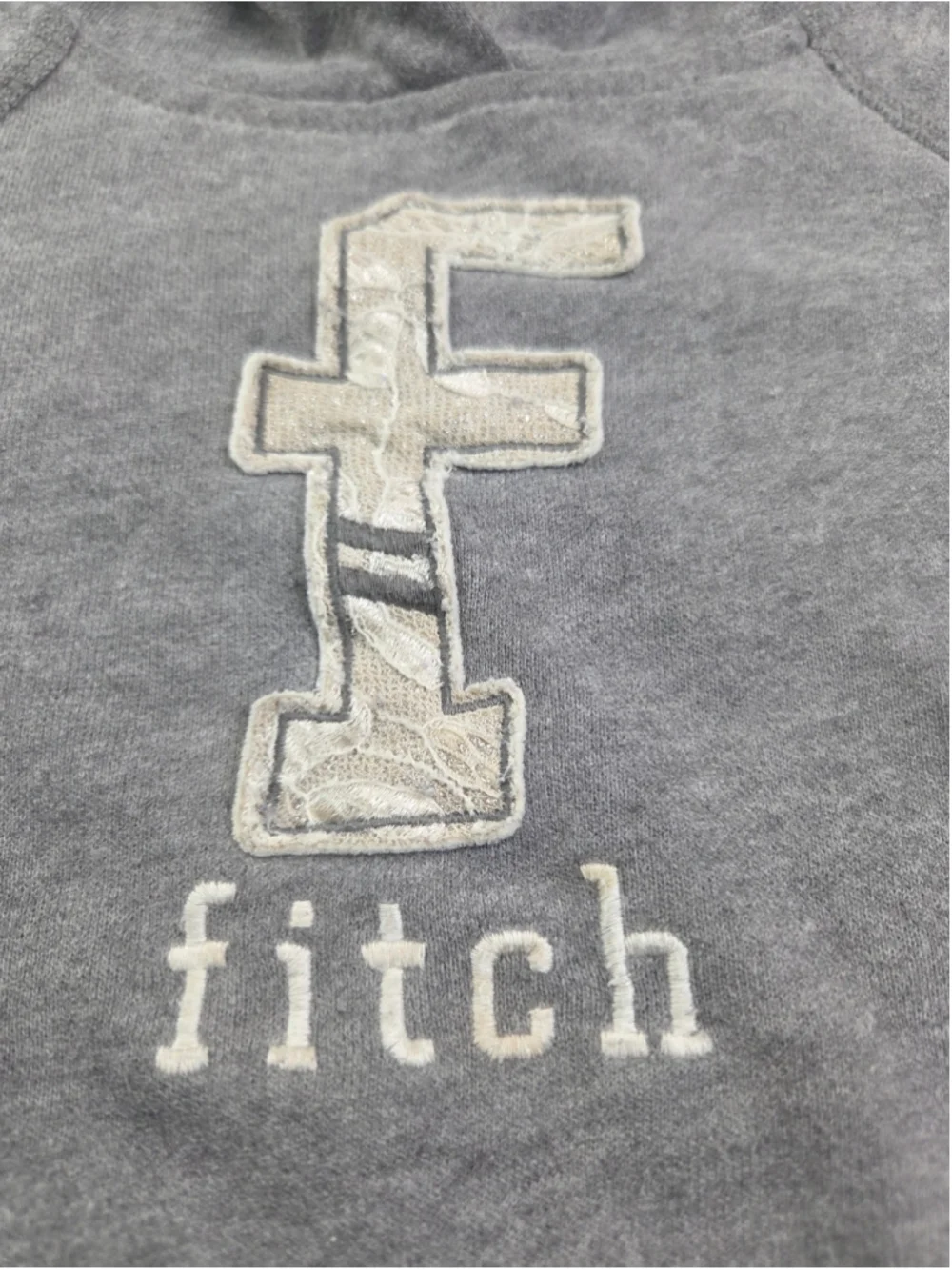 Girls Abercrombie & Fitch Hoodie Sweatshirt Size M Grey White #1672